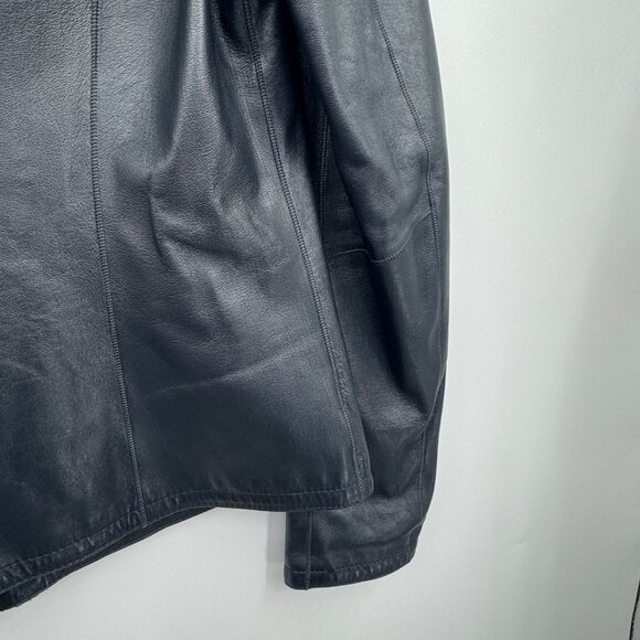 Populer Woman's Mosaic Blue Reversible Leather Jacket woman’s size Large - Picture 8 of 14